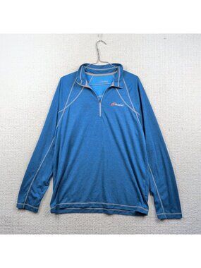 Cloudveil Shirt Mens L Blue Base Layer Quarter Zip 1/4 Zip Stretch Outdoors Gorp